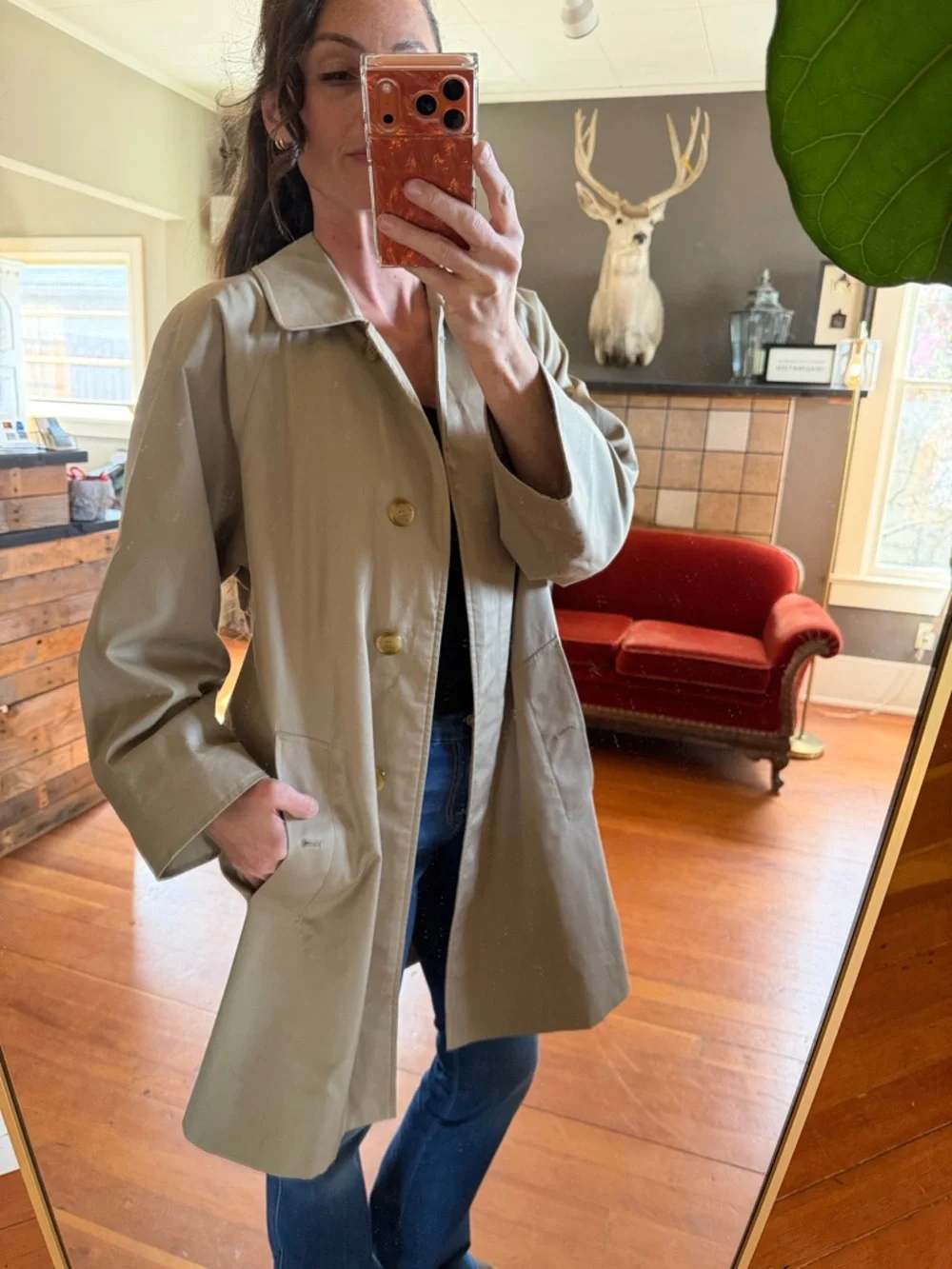 Vintage Burberry Women's Lightweight Markfield Trench Coat - Taupe - size 8 - Picture 1 of 6